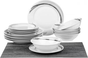 18-dielny jedálenský servis sada riadu jedálenská súprava riad 6 osôb jedálenský servis sada tanierov porcelán