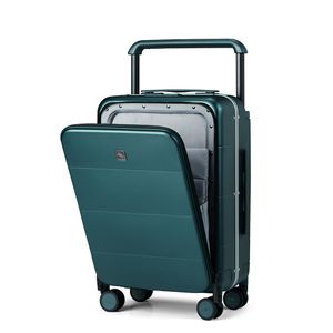 Hanke® Hartschalen-Trolley Handgepäckkoffer Breiter Griff, Laptopfach, TSA Premium PC, grün