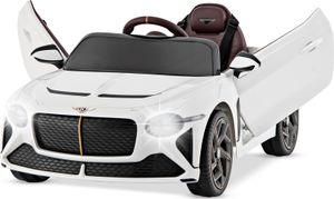 COSTWAY Bentley elektrické autíčko, 12V detské vozidlo s diaľkovým ovládaním, svetlami, hudbou, USB, pre deti od 3 rokov (biele)
