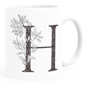 Kaffeetasse Monogramm Initiale Geschenk-Motiv Tasse personalisierte Namenstasse personalisierte Geschenke SpecialMe® H weiß Keramik-Tasse