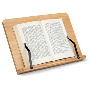 Navaris Buchständer kompatibel mit iPad - 34x24cm Buchhalter Buchstütze aus Bambus - Stand Halter für Buch Tablet - für Küche Schreibtisch - Schwarz