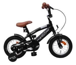 Amigo BMX Fun - Kinderfahrrad für Jungen - Jungenfahrrad 12 zoll - Kinderfahrader ab 3-4 Jahre - Schwarz