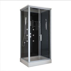 HOME DELUXE - Komplettdusche WAVE L - Schwarz,Maße: 100 x 80 cm - inkl. Radio, Regendusche und komplettem Zubehör I Fertigdusche, Dusche, Duschtempel