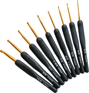 Hilvard Häkelset, Häkelnadeln, Set mit 9 Stück, ergonomischer, weicher Griff, rutschfest, 2 mm bis 6 mm