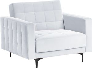 BELIANI Sessel Hellgrau Samt Gesteppt mit Schwarzen Metallbeinen Schlaffunktion Verstellbare Rückenlehne Modern Glamourös Wohnzimmer Ausstattung