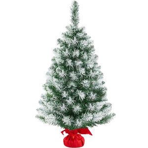 Yaheetech 90 cm Weihnachtsbaum mit Schnee, Mini Kunstweihnachtsbaum, Tisch-Weihnachtsbaum, Weihnachtsdeko,  inkl. Zementbasis