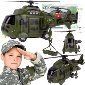 MalPlay Interaktiver Militärischer Rettungshubschrauber Helikopter-Spielzeug mit Licht&Tone und inklusive Batterien für Kinder ab 3 Jahren