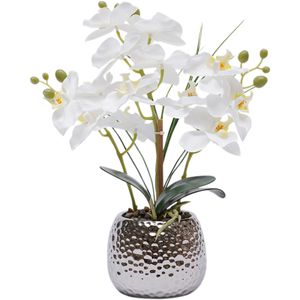 Künstliche Orchidee Kunstpflanze Pflanze Weiss Topf 65cm Decovego 