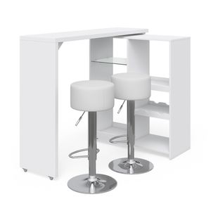 Súprava barového stola Livinity® Vega, 138 x 39 cm s 2 barovými stoličkami, biela