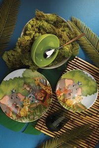 Kütahya Kinder Tafelservice / Geschirr Set 3-Teilig Tierwelt Porzellan Bunt