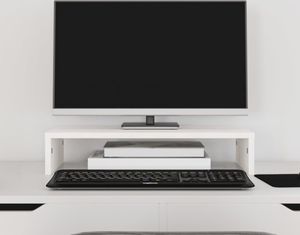 vidaXL Stojan na monitor biely 50x27x10 cm z masívneho borovicového dreva
