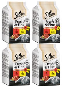 SHEBA Portionsbeutel Multipack Fresh & Fine in Sauce mit Rind und mit Huhn 4 x 6x50g