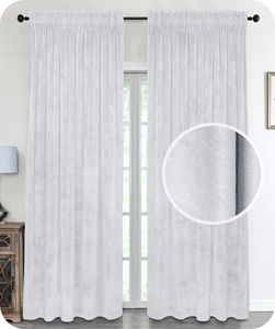 BEAUTEX Samt Vorhang, Kräuselband Verdunkelung Gardine, U-Band Velvet Blickdicht, 140x245 cm, Farbe wählbar (Weiß)