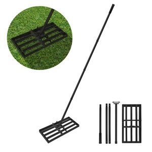 LZQ Hrábě na trávu Stěrka na trávu pro odstraňování písku, 50x25cm urovnávací hrábě urovnávač povrchu Urovnávač trávníku s gumovou rukojetí, aplikace vrchního posypu, nastavitelná délka 95,5cm až 185cm