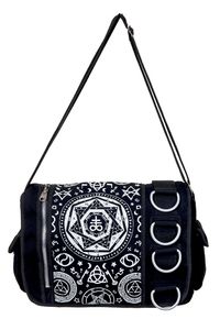 Banned Alternative Schultertasche Pentagram Black Messenger Okkult Symbole Goth