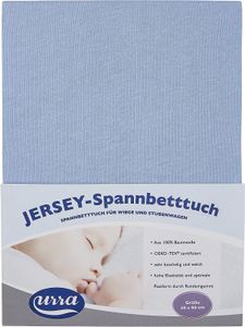 Urra Möbel Jersey Spannlaken weiß/blau, 40 x 90 cm, 2er Pack Bettlaken 100% Baumwolle Bettlaken