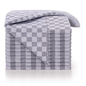 Blumtal 10er Set Geschirrhandtücher - Hochwertiges Handtücher Set, 100% Baumwolle, 50x70 cm, grau kariert, ® , geschirrtücher Baumwolle