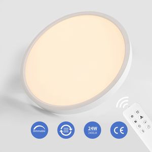 Ultraslim LED stropní světlo 24W stmívatelné stropní svítidlo Nástěnné svítidlo do obývacího pokoje s dálkovým ovládáním, bílé