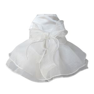 Haustier-Hochzeitskleid, Spitze, Schleife, Party, elegant, kleiner Hund, weißes Prinzessinnenkleid, Sommerkleidung für Hunde-Weiß,XL