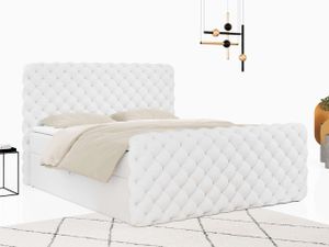 Boxspringbett, Chesterfield Design mit Bettkasten - Calvardo-Lux - 180x200cm - Weiß - H3