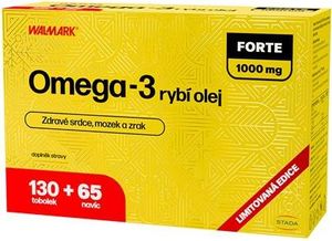Walmark Omega-3 rybí olej FORTE 1000 mg, vysoký obsah EPA a DHA + vitamin E, limitovaná edice 130 + 65 tobolek NAVÍC