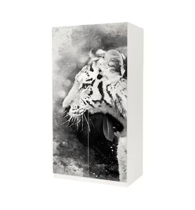 Schrankaufkleber Pax gemalter Tiger schwarz weiß, pax_groesse:2 Türen 236cm hoch