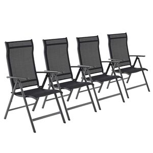 SONGMICS 4er Set Gartenstühle Klappstühle mit robustem Aluminiumgestell, Rückenlehne 8-stufig verstellbar, bis 150 kg belastbar, schwarz GCB30BK