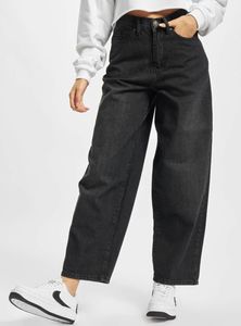 Urban Classics - Damen High Waist Wide Leg Cropped Jeans BLACK WASHED W28