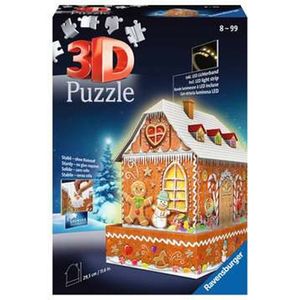 Puzzle 3D 216 Budynki nocą: Piernikowa Chatka