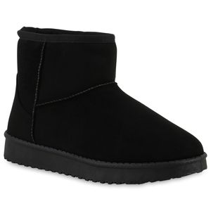 VAN HILL Damen Warm Gefüttert Winter Boots Stiefeletten Profil-Sohle Schuhe 840090, Farbe: Schwarz, Größe: 39