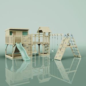 OutdoorToys Spielturm Malin aus Holz in Grün Trapezschaukel