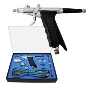 Wiltec Airbrush Pistole Set Typ 116AK mit Double Action Funktion, Nadel und Düse Ø 0,2-0,5 mm, 3 Farbbecher, Adapter für Modellbau, Nailart usw.