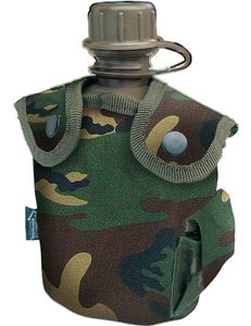 BW Bundeswehr Feldflasche US Army Style mit Bezug Woodland