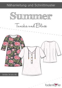 Papierschnittmuster Summer Tunika und Bluse Damen - Gr. 32-48 - Nähanleitung und Schnittmuster von Fadenkäfer Fadenkäfer