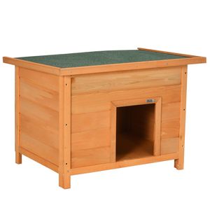 PawHut Dog House Dog Cave Hut for Dogs Cats Roof Fir Wood 82 x 58 x 58 cm