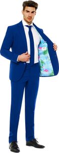 OppoSuits Partyanzug Navy Royale Flaminguy Lining