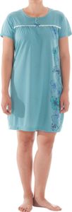 Lucky - Nachthemd kurzarm YF seitlichen Blumenranken , Größe:XL, Farbe:Mint