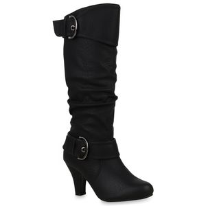 Mytrendshoe Elegante Damen Stiefel Warm Gefütterte Winter Boots Schuhe 98232, Farbe: Schwarz, Größe: 37