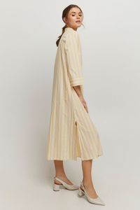 b.young BYGAMINE SHIRT DRESS  Damen Blusenkleid Lange Bluse Kleid mit Hemdblusenkragen Langarm gestreift aus 100% Baumwolle