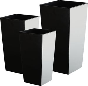 KADAX Zestaw 3x Donica Doniczka Wkład Połysk Czarna 68cm
