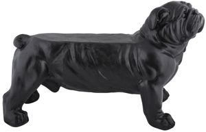 Rivanto® Bank Bulldogge für 1 Person, attraktive Gartenbank, Hundedesign, 76,3 x 35,3 x 48,5 cm, schwarz