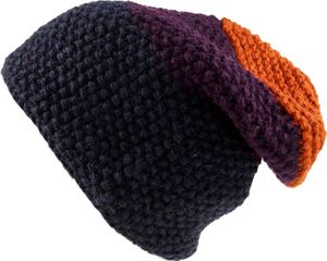 Wollmütze mit Perlmuster, Nepalmütze mit Streifenmuster - Lila/bunt, Uni, Violett, Wolle, Mützen