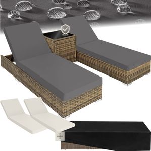 2er Set Rattan Sonnenliegen wetterfest und UV-beständig