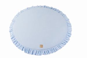 MeowBaby Runde Spielmatte mit Volant 100cm Funktionelle Bodenmatte Spielteppich für Kinder, Samt, Himmelblau