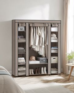 SONGMICS Kleiderschrank, Stoffschrank, mit Überzug aus Vliesstoff, Faltschrank mit Kleiderstange, 45 x 150 x 175 cm, 12 Ablagen, Metallrahmen, Schrank SONGMICS Kleiderschrank, Stoffschrank, mit Überzug aus Vliesstoff, Faltschrank mit Kleiderstange, 45 x 150 x 175 cm, 12 Ablagen, Metallrahmen, Schrank
