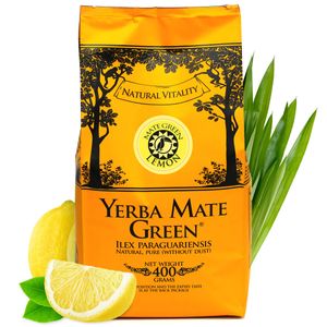 MATE GREEN yerba mate-tee Lemon 400 g - Brasilianischer yerba mate tee mit Zitronengeschmack - natürliche Zutaten