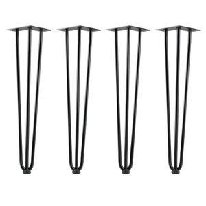 Zelsius Hairpin Legs, 4er Set, 60 cm, schwarz, Tischbeine aus Stahl, 3 Streben