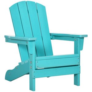 Dětská židle Outsunny Adirondack, zahradní židle s lamelovým designem, dětská židle, venkovní, balkonová židle pro děti od 3 let, zahradní nábytek, HDPE, modrozelená, 61,5 x 53 x 65 cm