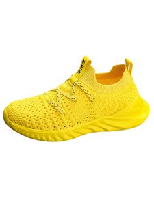 Sneaker Jungen Anti Rutsch Laufschuh Fitnessstudio Slip Auf Wanderschuh Atmungsaktiven Mode Socken Sneaker,Farbe:Gelb,Größe:37