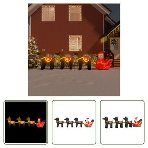 The Living Store Aufblasbarer Weihnachtsmann mit Rentieren LED 138 cm